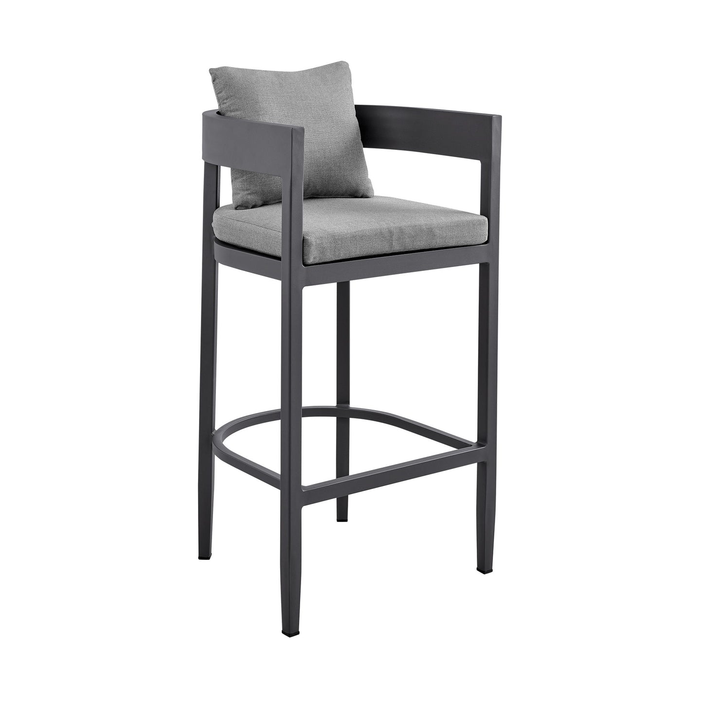 Menorca - Outdoor Patio 5-Piece Bar Table Set In Aluminum With Gray Cushions