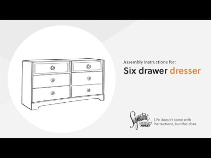 Paxberry - Six Drawer Dresser - Vinyl-Wrapped - Whitewash